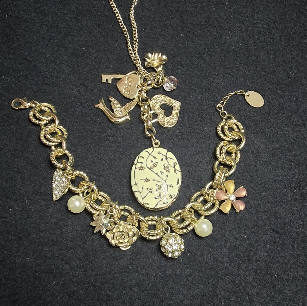 Claire's Gold-Tone Charm Bracelet  and Necklace